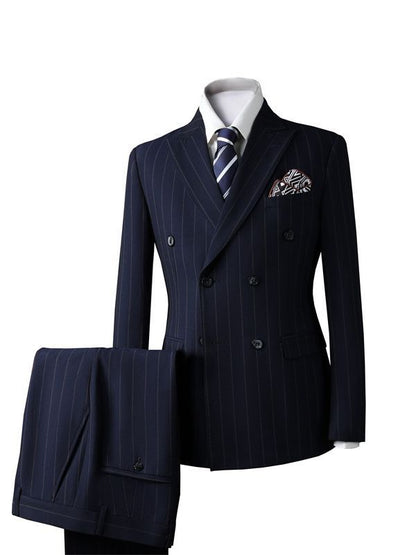 New Arrival Fahsion Men's Casual Business Best Groom's Wedding Double Breasted Striped Suit, Jacket,Clothing Size S- 2XL 3XL 4XL