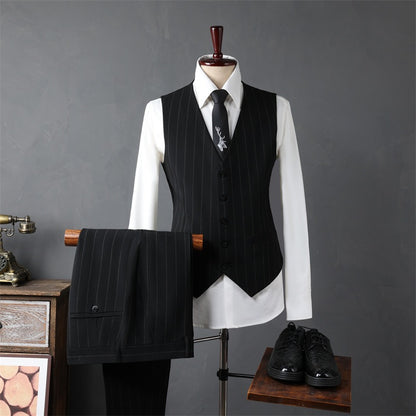 New Arrival Fahsion Men's Casual Business Best Groom's Wedding Double Breasted Striped Suit, Jacket,Clothing Size S- 2XL 3XL 4XL