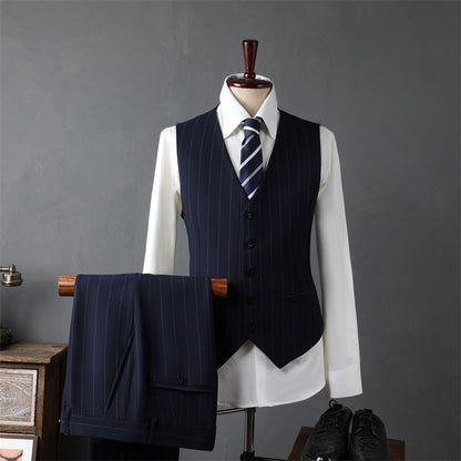 New Arrival Fahsion Men's Casual Business Best Groom's Wedding Double Breasted Striped Suit, Jacket,Clothing Size S- 2XL 3XL 4XL